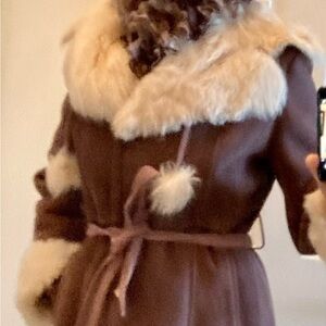 Sheepskin Brown Fur-Trimmed Coat